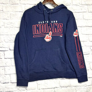 Vintage Fanatics‎ Cleveland Indians Logo Navy Hoodie Pocket Size: M Medium